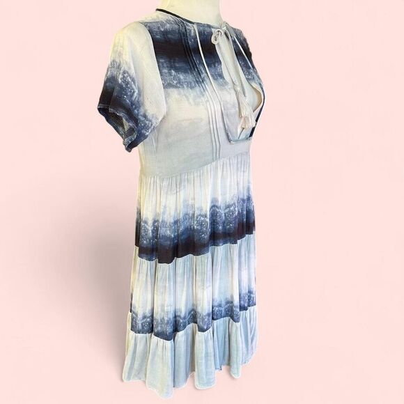 Blue Tie-Dye Tiered Mini Dress – Size S – The Impeccable Pig - Boho Indie - Picture 2 of 8
